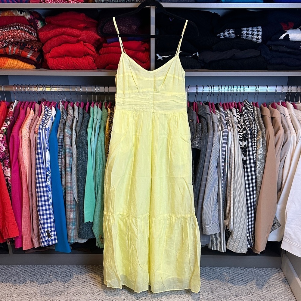 Universal Thread yellow adjustable strap smocked lined maxi dress size S NWT